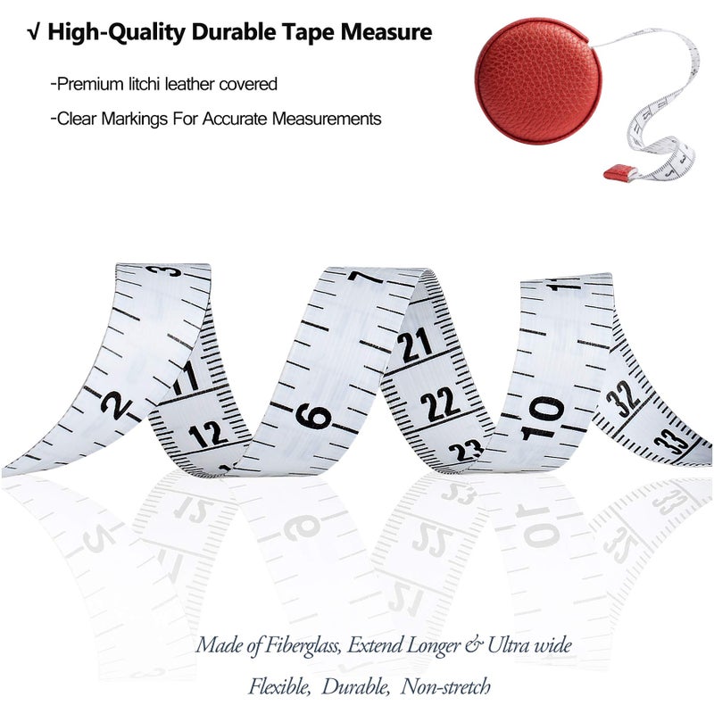 Z_جوده وثقه 3m/120 Tape Measure Body Measuring Tape for Body Cloth Tape Measure for Sewing Fabric Tailors Medical Measurements Tape Dual Sided Leather Tape Measure Retractable (Red, 1 Pack) - Image 4